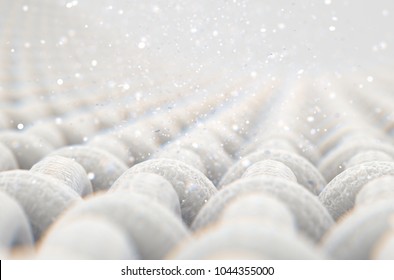 A Microscopic Close Up View Of A Simple Woven Textile And Visible  Airborne Dust Particles  - 3D Render