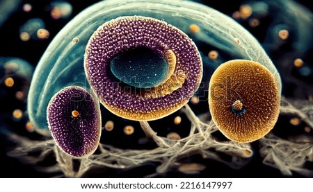 Microscopic image of human or alien cells, inside human body, creation of life, mesmerize movement of cells, representation of a virus, medical general image for use in movie, games or books