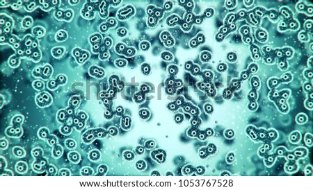 Microscopic plate of bacteria multiplying themselves 3d rendering