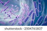 Microscopic of Probiotics Bacteria, lactobacillus bacteria 3d illustration.