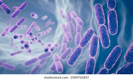 Microscopic of Probiotics Bacteria, lactobacillus bacteria 3d illustration.