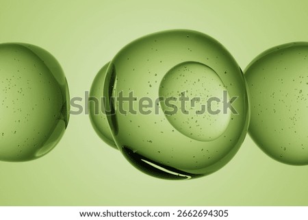 Microscopic view of cell structure with biological spherical forms, isolated 3D molecular render for science, biology, microbiology, chemistry, medicine or biotechnology research concept designs