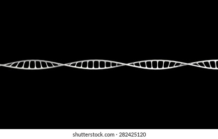 A Microscopic View Of A DNA Style Strand In A Generic White Color On An Isolated Background