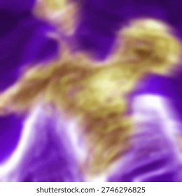 Microscopic view of glowing bacteria or microbial cells in purple and yellow hues