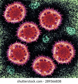 Microscopic View Of Mers Virus, Middle East Respiratory Syndrome