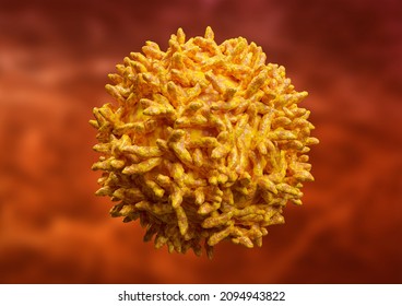 Microscopic View Of The Yellow Fever Virus. 3D Illustration