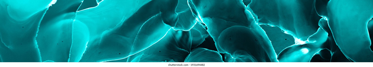 Microscopic Watercolor. Original Splash With Fluid Effect. Blue Aquarelle Universe. Abstract Pattern. Close Up Human Body Render. Turquoise Microscopy Artwork. Black Microscopic Watercolor.