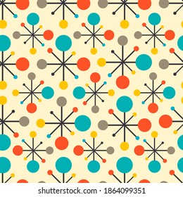 Mid century fifties modern atomic retro colors seamless pattern. Part of collection