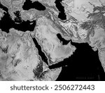 Middle East Isolated Relief Map 3D Illustration