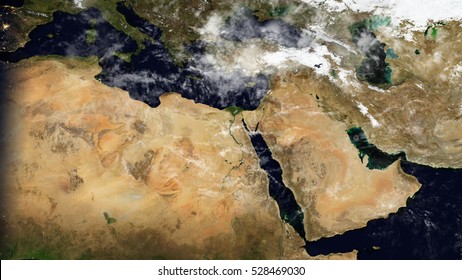 Middle East & North Africa Satellite Map Composition (Elements Of This Image Furnished By NASA)