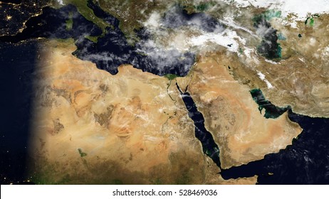 Middle East & North Africa Satellite Map Composition (Elements Of This Image Furnished By NASA)