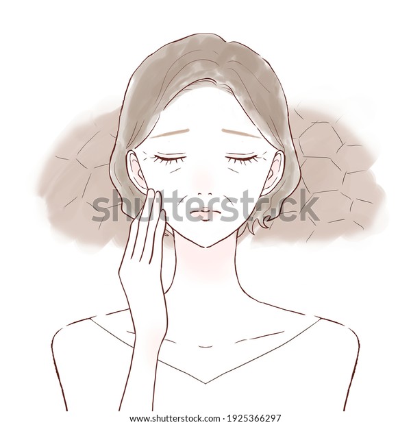 肌の乾燥した中年の女性 のイラスト素材 肌の乾燥した中年の女性 のイラスト素材