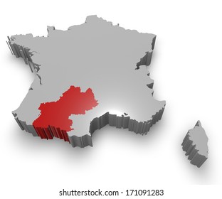 Midi Pyrenees And France 3d Map