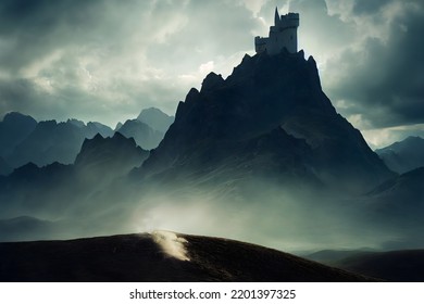 A mighty castle on a hill  - Shutterstock ID 2201397325