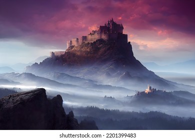 A mighty castle on a hill  - Shutterstock ID 2201399483