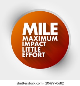 MILE - Maximum Impact Little Effort Acronym, Business Concept Background