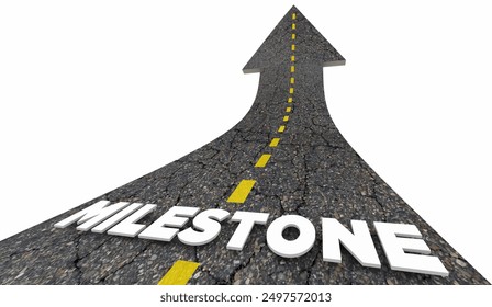 Milestone Road Ahead Future Arrow Up Goal Progress Mission 3d Illustration