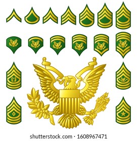 Military American Army Enlisted Ranks Insignia Stock Illustration ...