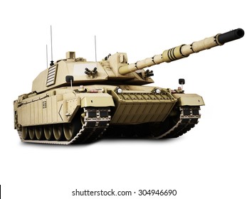 Military armored tank isolated on a white background.