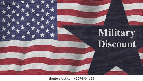 Military Discount on star with a USA flag for savings for American troops as a thank you for their service 3D Illustration 