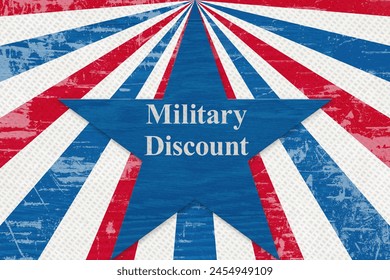  Military Discount with red and blue stripes and blue star 3D Illustration  - Powered by Shutterstock