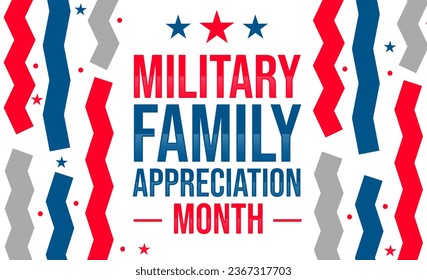 Military Family Appreciation Month wallpaper with colorful shapes, stars, and typography. Patriotic backdrop design - Powered by Shutterstock