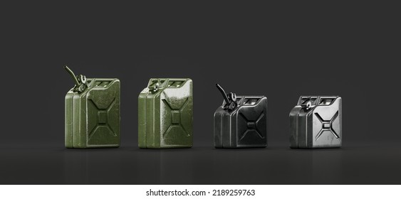 Military Jerrycans, Military Fuel Canisters, 3d Rendering, Nobody