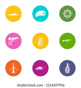 Military Member Icons Set. Flat Set Of 9 Military Member Icons For Web Isolated On White Background