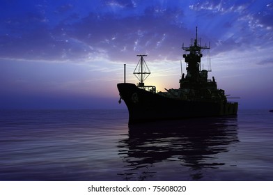 The Military Ship In The Sea