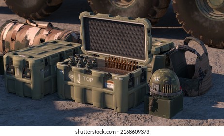 Military Tactical Equipment Ready For The Departure | 3D Render