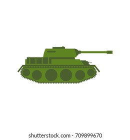 Military tank isolated. Army war machine on white background