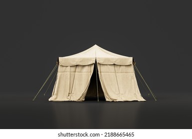 Military Tent And Shelter, Campsite For Soldiers, Humanitarian Aid Tent, 3d Rendering