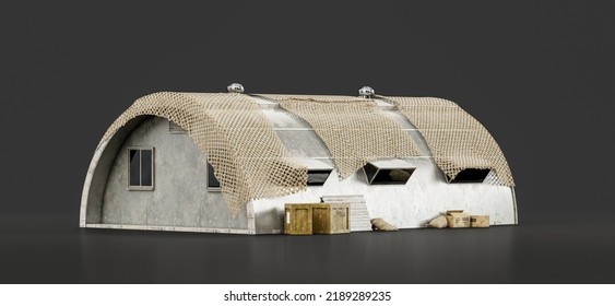 Military Tent And Shelter, Campsite For Soldiers, Humanitarian Aid Tent, 3d Rendering