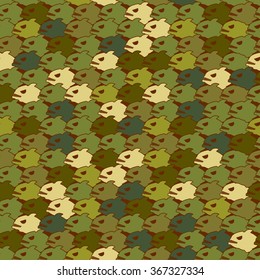 Military Texture From Piranha. Army Seamless Pattern Evil Fish. Soldier Protective Camouflage Of Marine Predator.