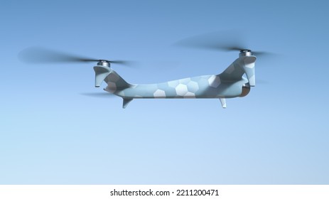 Military Unmanned Aerial Vehicle. The Subject Of Weapons In Modern Warfare. 3d Rendering