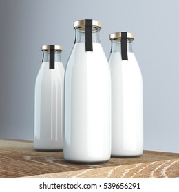 Milk Bottle With Label 3d Rendering