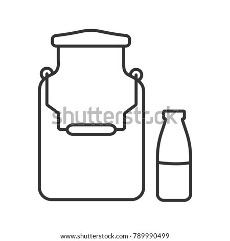 Milk Can Bottle Linear Icon Dairy Stock Illustration 789990499