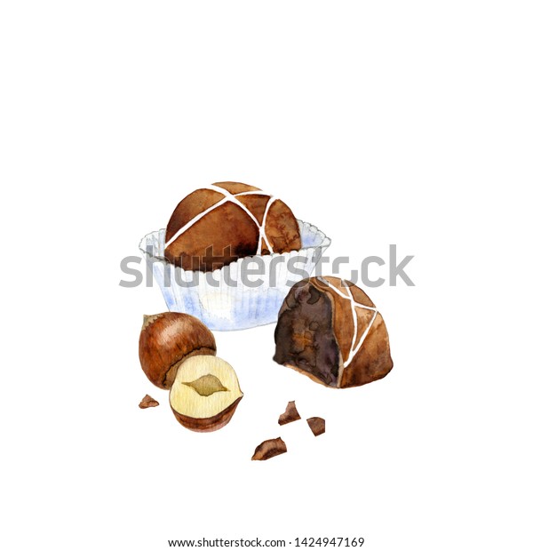 Milk Chocolate Ball Paper Cup Half Stock Illustration