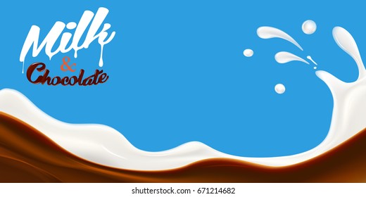 Milk And Chocolate Wave Vector Illustration. Bitmap Copy