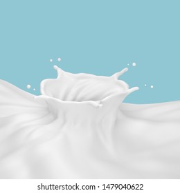 Milk drop splash, isolated on Blue background , 3d illustration - Shutterstock ID 1479040622