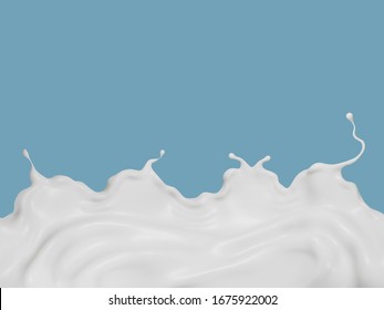 Milk drop splash, isolated on Blue background , 3d illustration - Shutterstock ID 1675922002