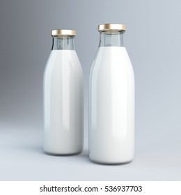 Milk Glass Bottle 3d Rendering