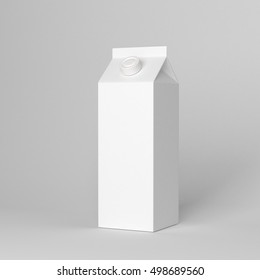 Milk Juice Carton Packaging Package Box White Blank 3d Rendering