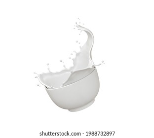 Milk Pouring Splash Form White Bowl Stock Illustration 1988732897 ...