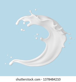 milk splash isolated on background, liquid or Yogurt splash, Include clipping path. 3d illustration.