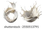 Milk splash with Twist shape, 3d Rendering, Isolated on White background, Clipping path