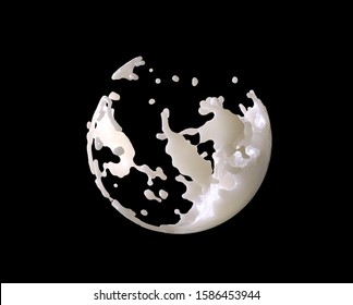 milk storm inside a ball, 3d illustration