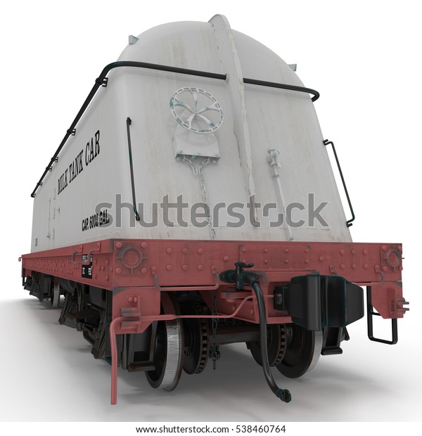 Milk Tank Train\
Car on white. 3D\
illustration
