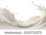 Milk wave border, Milk splash on white background. 3D. 