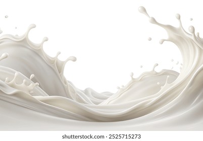 Milk wave border, Milk splash on white background. 3D. 